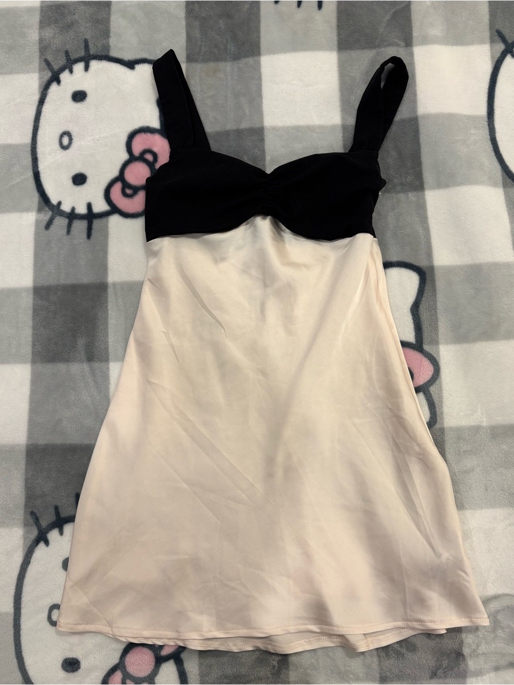 Edikted Black & Cream Satin Mini Dress